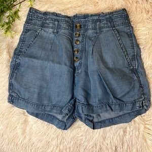 AEO 🦅 Chambray High Waisted Paper Bag Mom Shorts